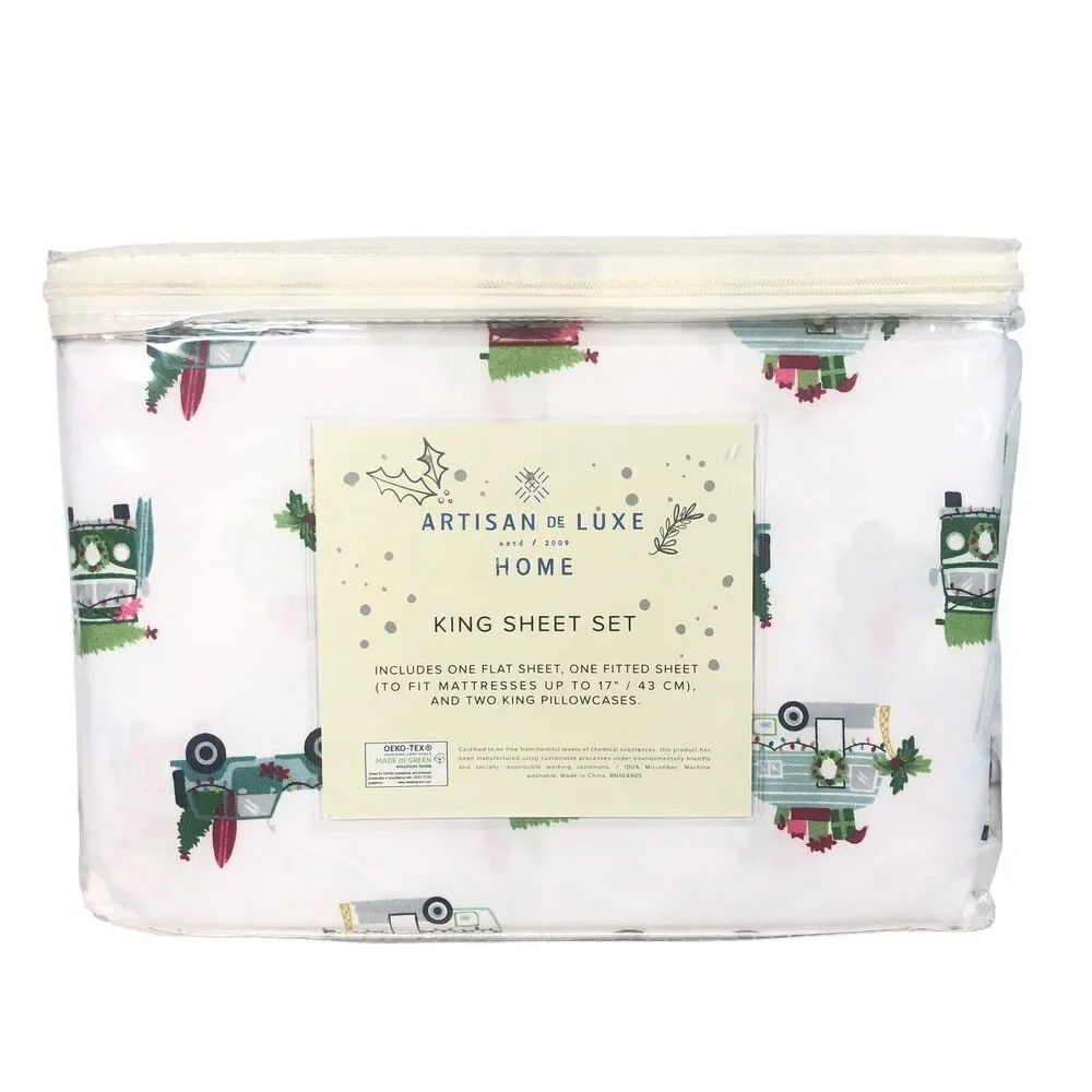 Artisan De Luxe Sheet Set Size King Jeep Holiday Travel RV Cotton Bed Sheets New